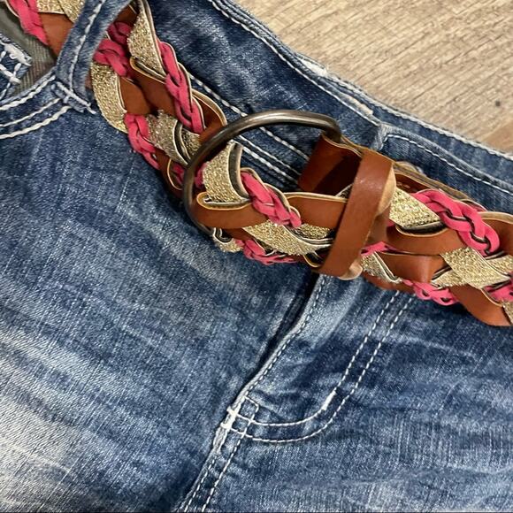 LEI denim and lace fringe shorts with belt - Picture 5 of 10